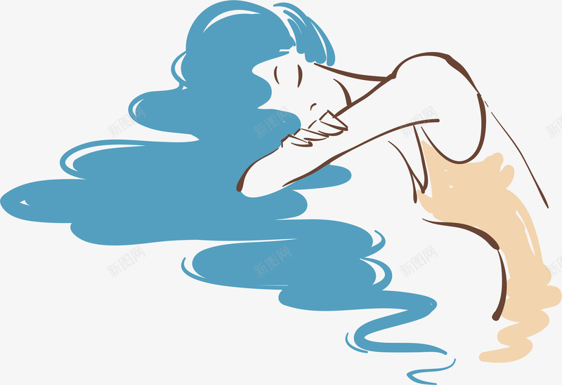 睡觉的女人png免抠素材_新图网 https://ixintu.com 休息 卡通人物 睡觉的女人 简笔画 美女 长发