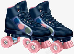 粉色轮子手绘四轮儿童滑冰鞋高清图片