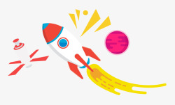 卡通手绘彩色火箭素材