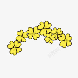 卡通黄色小花花带素材