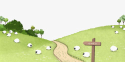 羊标志可爱绿色手绘电商羊毛标志图高清图片