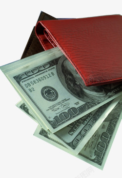 红色钱包和现金素材