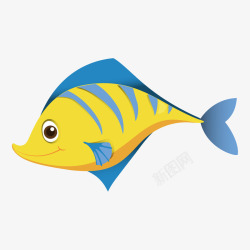 卡通鱼类图章手绘世界海洋日清新黄鱼矢量图高清图片