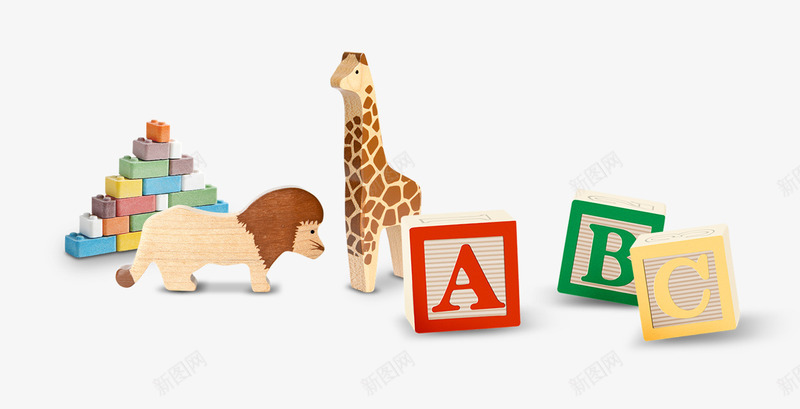 儿童玩具png免抠素材_新图网 https://ixintu.com ABC 木质玩具 狮子 玩具 积木 英文字母 长颈鹿