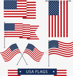 手绘美国国旗合集矢量图素材