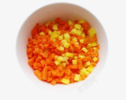 萝卜粒一碗胡萝卜丁土豆粒高清图片