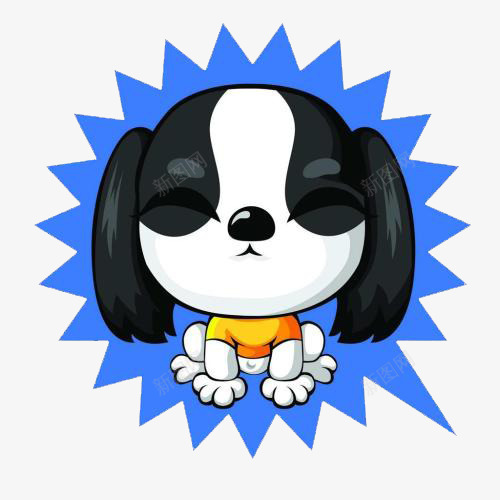 闭眼睛的狗狗png免抠素材_新图网 https://ixintu.com 卡通狗爪 白色的皮毛 蓝色的放射背景 黑色的长长的耳朵