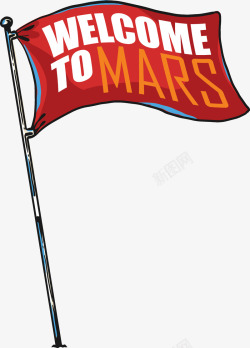 载人飞船宇宙航天太空欢迎到火星旗子矢量图高清图片