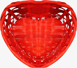 心形篮子创意竹编红色心形篮子高清图片