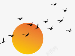 飞行的大雁夕阳矢量图高清图片