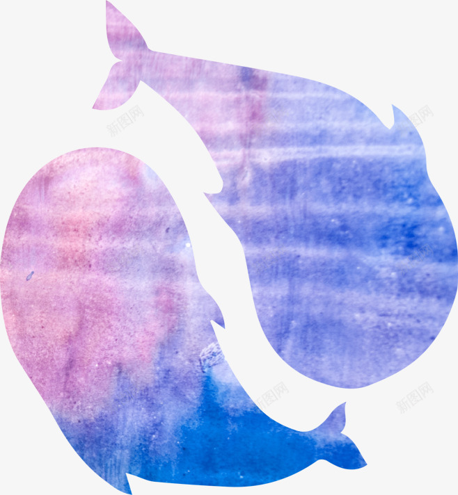水彩海豚png免抠素材_新图网 https://ixintu.com 冬天 卡通 彩色 手绘 水彩 海豚 蓝色 装饰