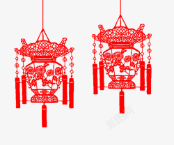 剪纸大灯笼喜庆红色中国风灯笼高清图片