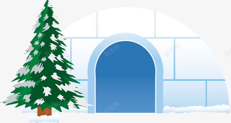 蓝色冬季圣诞树冰屋png免抠素材_新图网 https://ixintu.com 冬天 冬日 圣诞快乐 圣诞树 圣诞节 蓝色冰屋 装饰图案