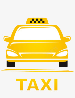 卡通手绘黄色出租车素材
