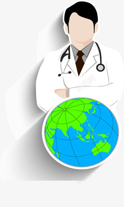 矢量医生素材卡通创意世界卫生日医生地球插画矢量图高清图片