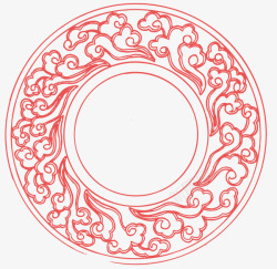 珐琅彩花纹红色中国风云朵圆圈高清图片
