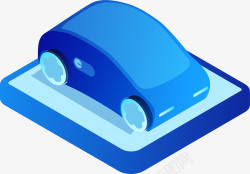 蓝色细胞微距立体插画25D汽车轿车立体插画矢量图高清图片