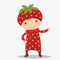 穿草莓服装的儿童素材