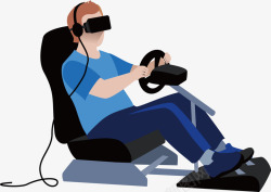 穿戴方便正在体验VR驾驶的人物合集矢量图高清图片