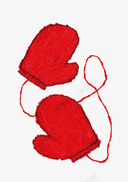 红色毛线手套素材