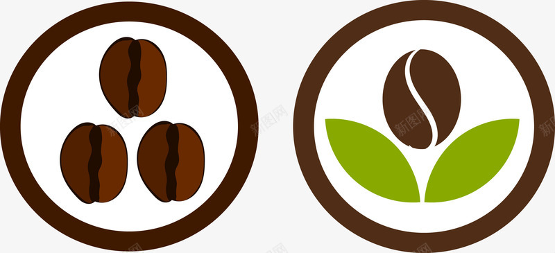 两个咖啡logo矢量图图标ai_新图网 https://ixintu.com 创意logo 创意咖啡logo 咖啡 咖啡豆 矢量logo 矢量图