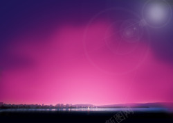 浪漫紫色天空河边素材