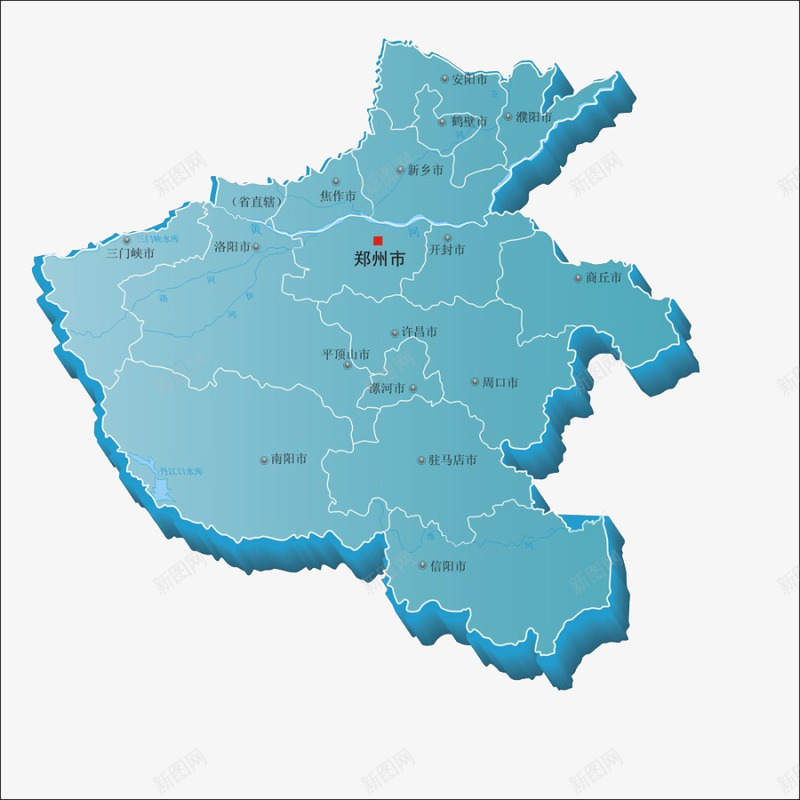 河南的地图png免抠素材_新图网 https://ixintu.com 分布 地图 河南 蓝色