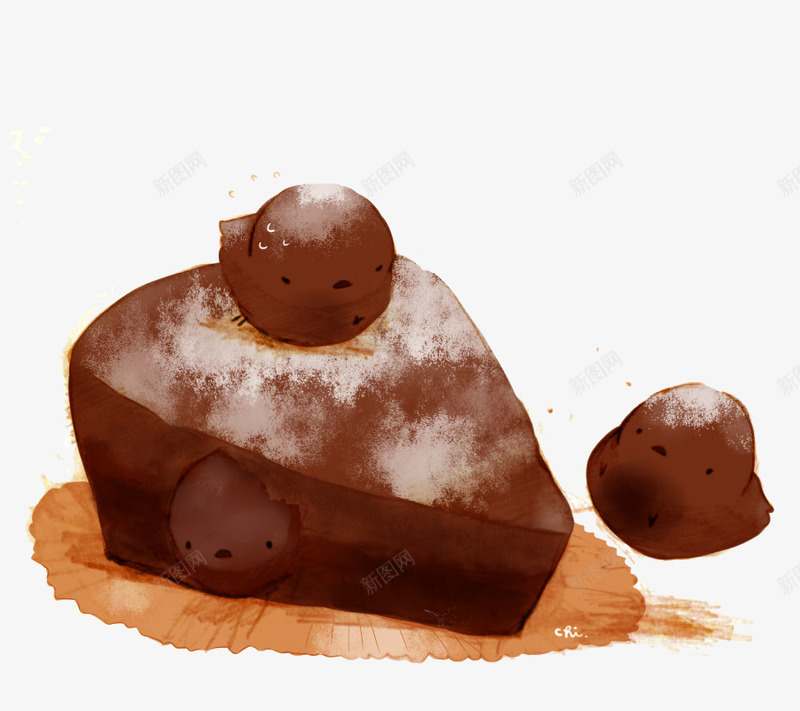 巧克力蛋糕小鸡png免抠素材_新图网 https://ixintu.com 卡通 可爱 小鸡崽 手绘 甜点 萌 蛋糕 面包 食品 食品海报插画 食物