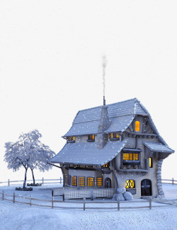 圣诞冬天唯美房子素材