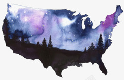 美国街头夜景星空夜景美国地图高清图片