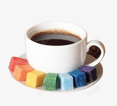 彩虹糖咖啡png免抠素材_新图网 https://ixintu.com 咖啡 彩虹 方糖 热饮 美食