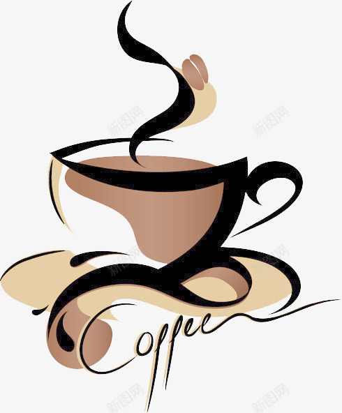 咖啡店标签png免抠素材_新图网 https://ixintu.com 卡通咖啡标志 咖啡店标签 手绘咖啡形象