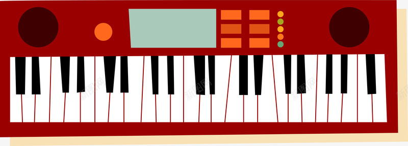 扁平化红色电子琴png免抠素材_新图网 https://ixintu.com 卡通 扁平化 矢量图案 红色 钢琴 音乐器材