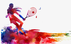 网球训练彩绘网球少女高清图片