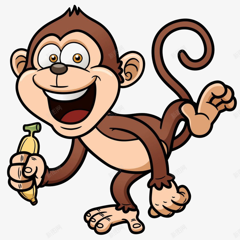 香蕉猴子png免抠素材_新图网 https://ixintu.com 吃货 开心 手舞足蹈 猴脸 香蕉
