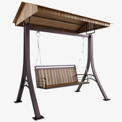 一个浅色木质悬挂吊椅素材