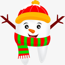 带有装饰的牙齿卡通冬季可爱牙齿高清图片