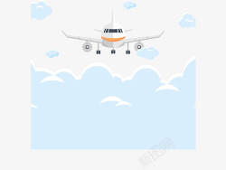 云中飞机空中飞行的白色飞机矢量图高清图片