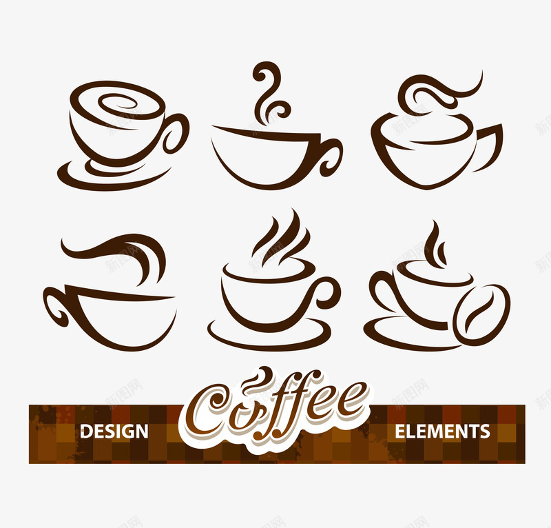咖啡杯简图矢量图eps免抠素材_新图网 https://ixintu.com 咖啡元素 咖啡杯 简图 矢量图