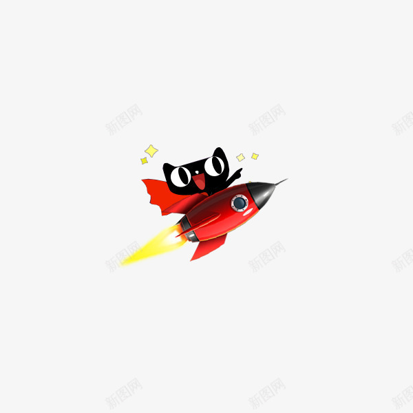 淘宝卡通png免抠素材_新图网 https://ixintu.com 卡通形象 卡通猫 小火箭