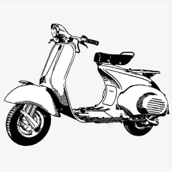 黑白摩托车手绘插画黑白摩托车速写插图图标高清图片
