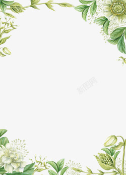 装饰欧式边框手绘画花朵草叶子边框高清图片