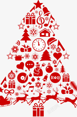 圣诞晚会邀请函红色图标圣诞树高清图片