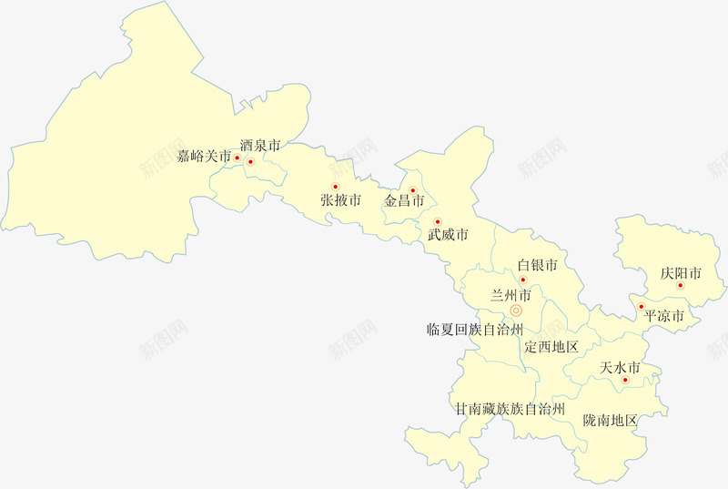 甘肃省地图矢量图eps免抠素材_新图网 https://ixintu.com 中国省份地图 地图 省份地图 省级行政区 矢量地图 矢量图