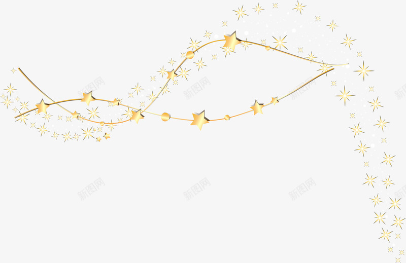 金色闪耀星星png免抠素材_新图网 https://ixintu.com 五角星链条 星星链条 梦幻星星 漂浮星星 装饰图案 金色星星