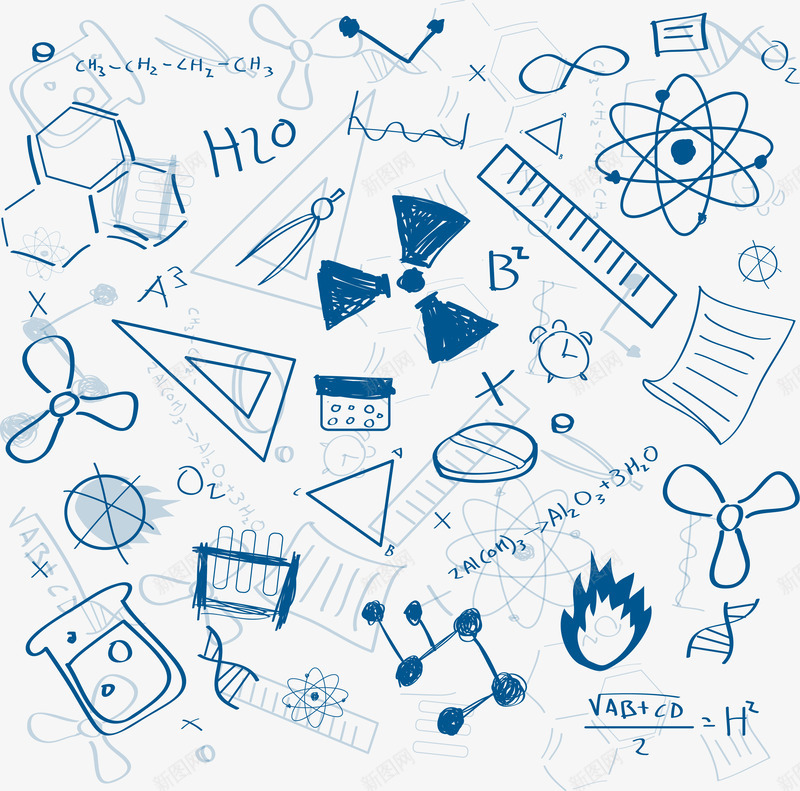 卡通简笔画化学海报背景png免抠素材_新图网 https://ixintu.com 化学 卡通 海报 简笔画 素材 背景