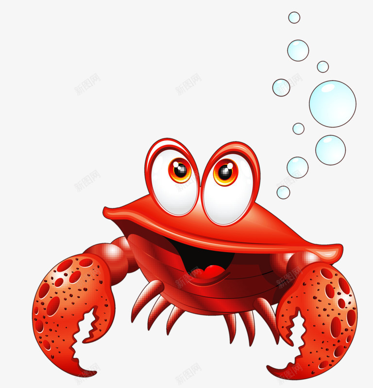 吐泡泡的螃蟹png免抠素材_新图网 https://ixintu.com 创意 动物 卡通 手绘 螃蟹