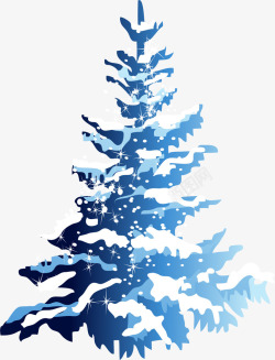 蓝色闪耀圣诞树素材