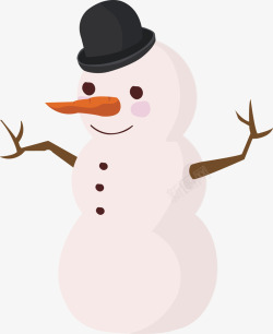 白色雪松圣诞节卡通手绘戴圆礼帽雪人高清图片