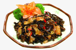 炒蛏子特色菜五花肉炒蘑菇高清图片